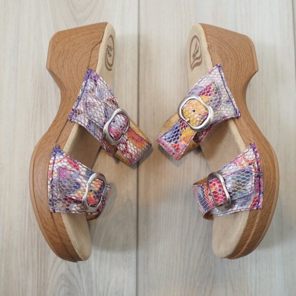 Dansko Sophie Women's Colorful Buckle Floral Snakeskin Sandals Size 37 US 6.5 - Picture 6 of 14